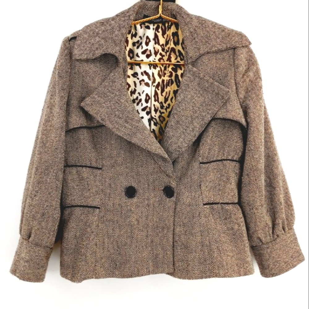 Vintage Gracia Fashions Blazer Women's S Herringbone Tweed Country Chic Academia